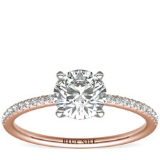 14k 玫瑰金小巧微密釘鑽石訂婚戒指（1/10 克拉總重量）